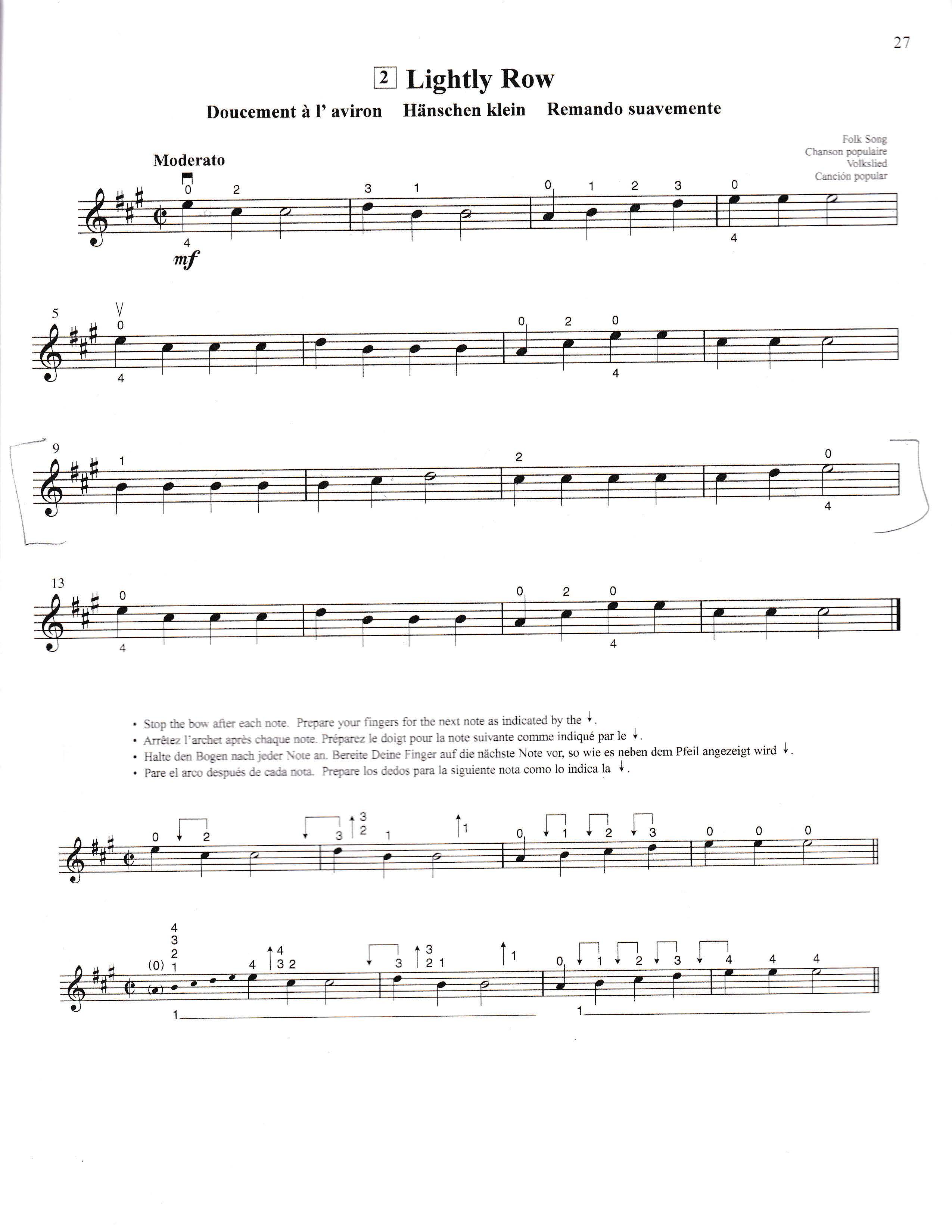 Sheet Music for Lightly Row