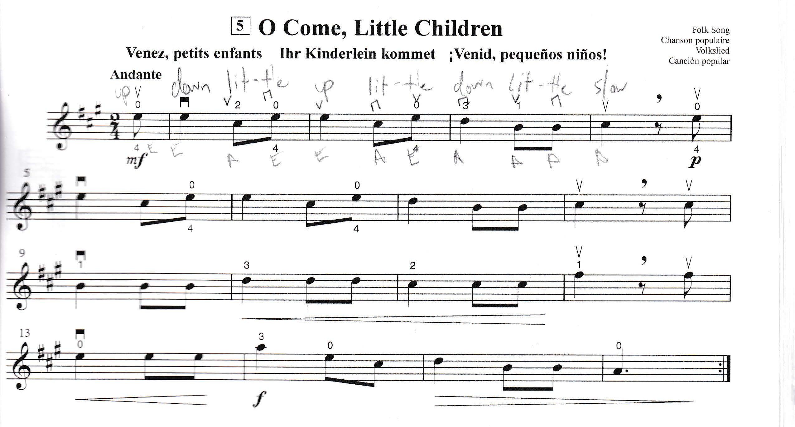 Sheet Music for O Come, Little Children