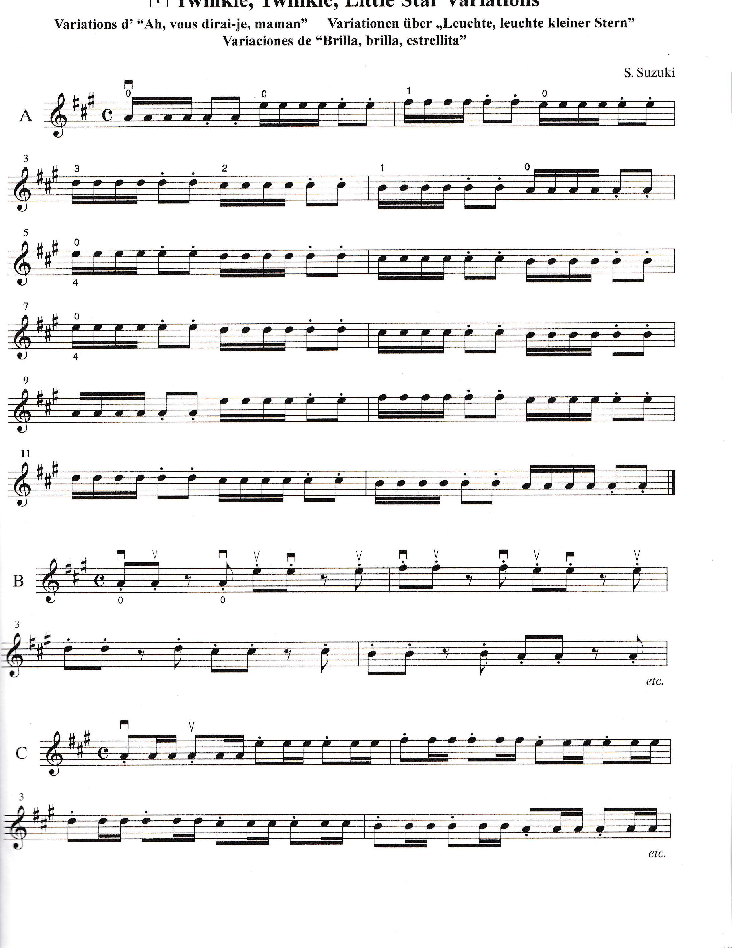Sheet Music for Twinkle Twinkle Little Star